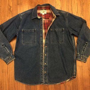 LL Bean VTG Flannel Lined Denim Shirt Jacket